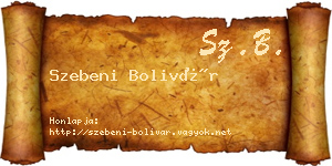 Szebeni Bolivár névjegykártya